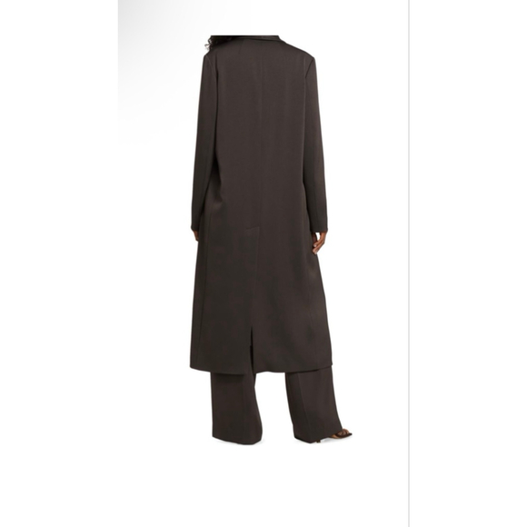 Women's HALSTON Leslie Satin Duster Brown Coat S - Picture 2 of 10